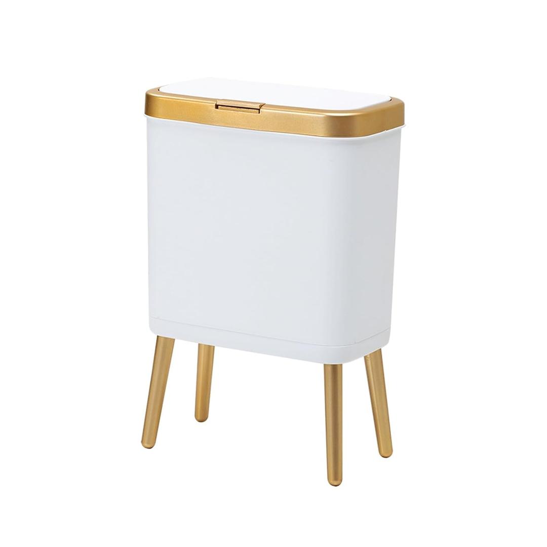 White Plastic 4 Gallon Rectangular Trash Can with Lid, Perfect for Kitchen, Office, Bathroom, Garbage Can with Lid Kitchen Waste Bin Bathroom Trash Can Dog Proof