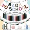 HunnmingRe 3 Pcs Rainbow Pom Pom Garland Back to School Decor, Felt Yarn Hanging Set with Tassel String, Felt Pom-pom String and Back to School Banner for Classroom Party Decoration(Rainbow), 94cm, 2m, 3m