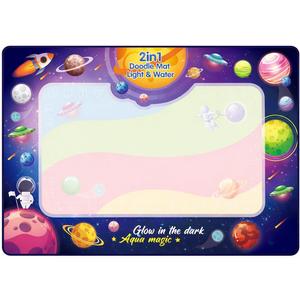 Water Doodle Mat for Kids – Mess Free Reusable Drawing & Writing Board, Neon Aqua Magic Coloring Mat, Educational Preschool Learning Toy for Toddlers Boys & Girls (Space)