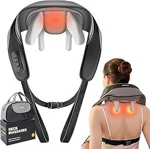 Neck Massager for Pain Relief Deep Tissue, Shiatsu Neck and Back Massager With Heat, Electric Massage Pillow for Shoulder Leg Body Muscle Pain Relief, Gifts For Women Men Mom Dad (Black【with bag】)