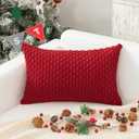 Kevin Textile Valentines 12x24 Inch Pillow Cover 1 Pack Boho Decorative Soft Striped Corduroy Lumbar Farmhouse Color Accent Rectangle Cushion Case for Living Room Couch Sofa Bed, Red