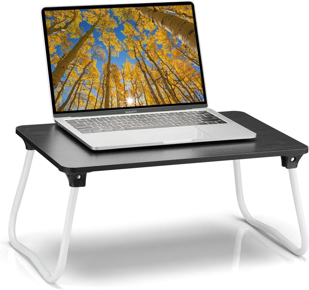 Ruxury Foldable Lap Desk Laptop Stand Bed Desk Table Tray, Breakfast Serving Tray, Portable & Lightweight Mini Table, Lap Tablet Desk for Sofa Couch Floor - Black (Medium)