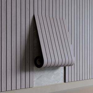 YU LI 3DH Peel and Stick PVC Slat Wall Panel 236"x15.75" Self-Adhesive Thick Faux Grey Wood Grain Wallpaper Panel 3D Soundproof Wall Panels for Walls & Ceilings (Gray)