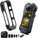 K&F CONCEPT Camera Cage for Insta360 X5, Aluminum Alloy Protective Case with Silicone Lens Cover, Frame with 2 Cold Shoe Mounts for Microphone and Led Video Light, Built-in 1/4" Screw Hole