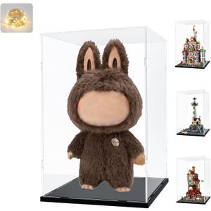 Thickened Clear Acrylic Display Case for Zimomo for LEGO 43263 Beauty and Beast Castle for 76437 Burrow Collectors' Edition 21335 Showcase Box with Wooden Base with Door, Black Inside 13.8x11.8x23.6in