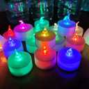 LANKER 24 Pack LED Tea Lights Candles, 7 Color Changing Flameless Tealights, Long Lasting Battery Operated Fake Candles, Decoration for Wedding, Halloween and Christmas (Multi-Color -24pcs)