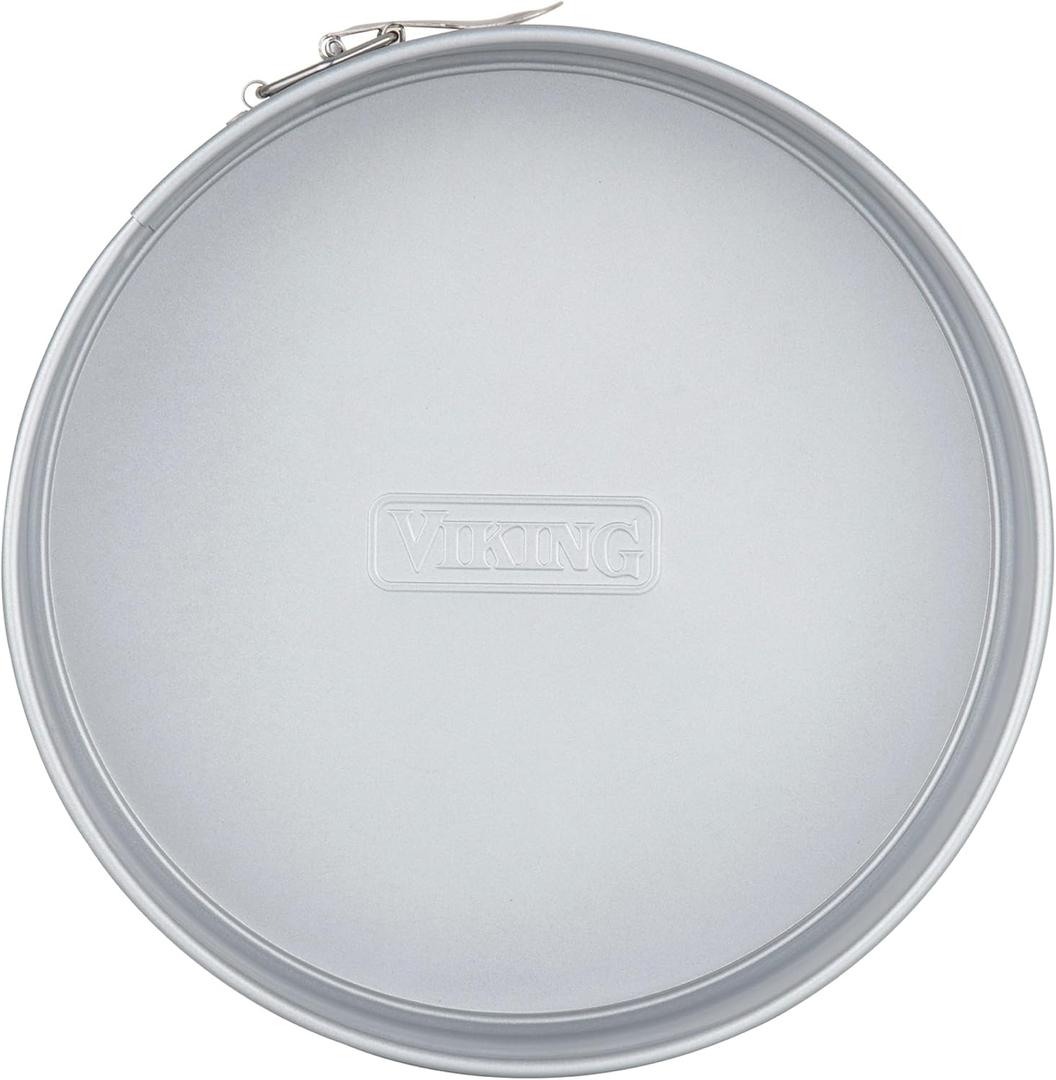 Viking Premium 9-Inch Nonstick Ceramic Springform Pan, Made without PFAS, Heavy Gauge Aluminized Steel Cheesecake Baking Pan, Reinforced Iron Frame, Even Heating, Oven Safe for 475F, Silver