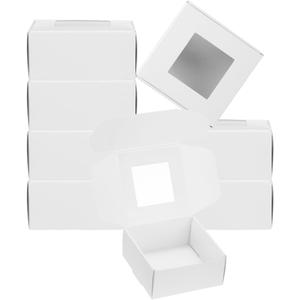 PATIKIL 3"x3"x1.6" Paper Soap Box with Window, 20 Pack Homemade Soap Boxes Square Presents Packaging Boxes for Birthday Christmas DIY Craft, White