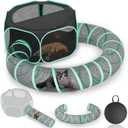 Outdoor Cat Enclosure with Tunnel - Portable Catio Outdoor Cat Tent for Camping Travel Trip - Outside Cat Playpen for Small Animals and Kittens