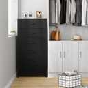 Crestlive Products Dresser for Bedroom with 6 Drawers, Tall Chest of Drawers, Black Dressers Bedroom Furniture, Storage Organizer Unit with Bins for Closet, Hallway, Living Room, Entryway, 11.8"D x 23.2"W x 45.8"H