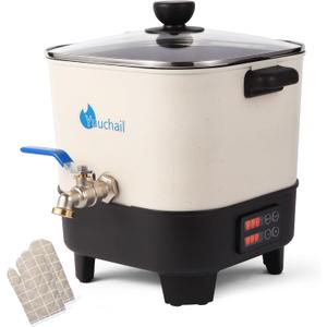 Yuuchail Wax Melter for Candle Making, 7Qts Large Wax Melting Pot with Digital Display & Non-Stick Tilted Bottom Easy Clean Up for Craft or Business