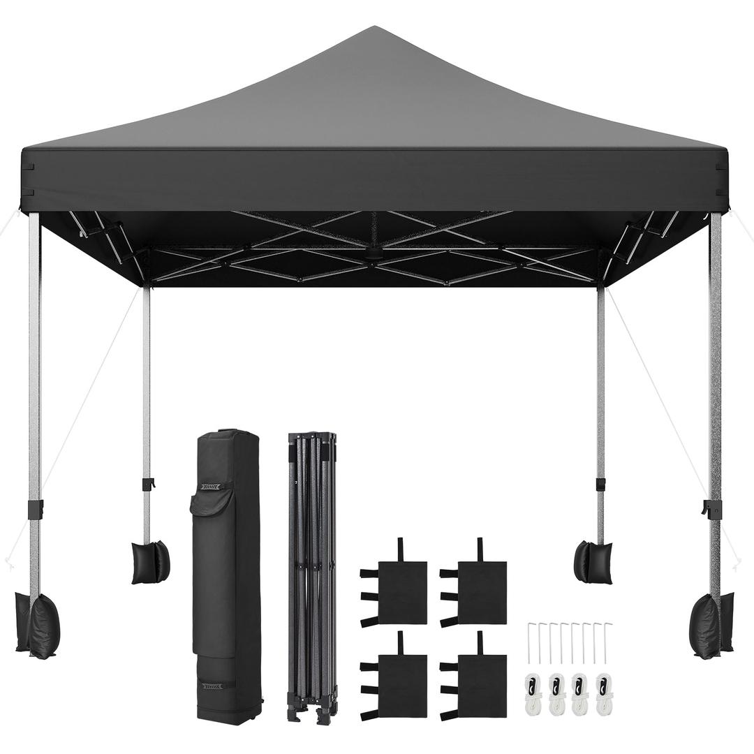 Garvee Commercial Canopy Tent, 10x10 Pop Up Canopy Tent Heavy Duty 500D Waterproof with Roller Bag & 4 Sandbag for Outdoor Camping Stall Party Event (Black)
