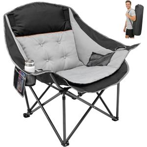 Suteck Oversized Camping Chairs for Adults - Heavy Duty Padded Camping Chair Folding Lawn XL Camp Chair with Cup Holders for Outdoor Sports Beach Fishing, Support to 500 lbs