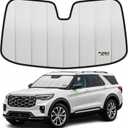 2020-2024 Explorer Windshield Sun Shade Compatible for 2020-2024 Ford Explorer Front Upgraded 6 Layers Accordion-Folding Front Sun Visor with Storage Bag Keep Interior Cool