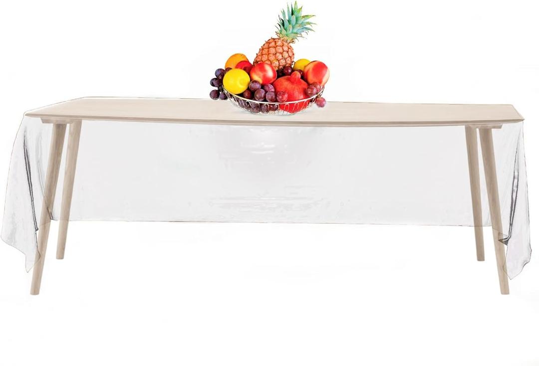 Premium 14 Pack Clear Plastic Table Cloths - Smooth Decorative Rectangular Table Cover - 54 x 108 in. for Parties, Weddings