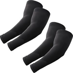 ROXUN 2 Pairs Plus Size Arm Sleeves, UV Sun Protection Sports Cooling Arm Cover Compression for Men/ Women 2 Black