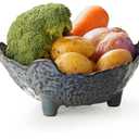 Fruit Bowl, Porcelain Oval Bowl for Kitchen Counter Large Decorative Bowl for Home Decor Centerpiece Bowl for Fruit, Vegetable, Breads, Nuts, Blue