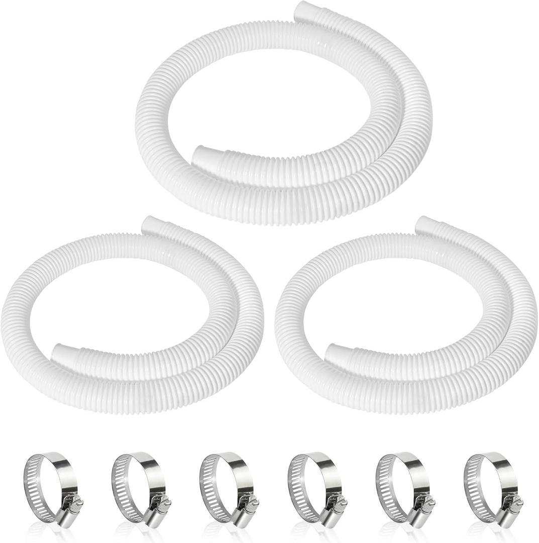 3 Pcs 1.25" Pool Hose, 59" Long Accessory Pool Pump Replacement Hoses, Compatible with All Above Ground Pool Filter Pumps that Use 1 1/4 Diameter Hoses
