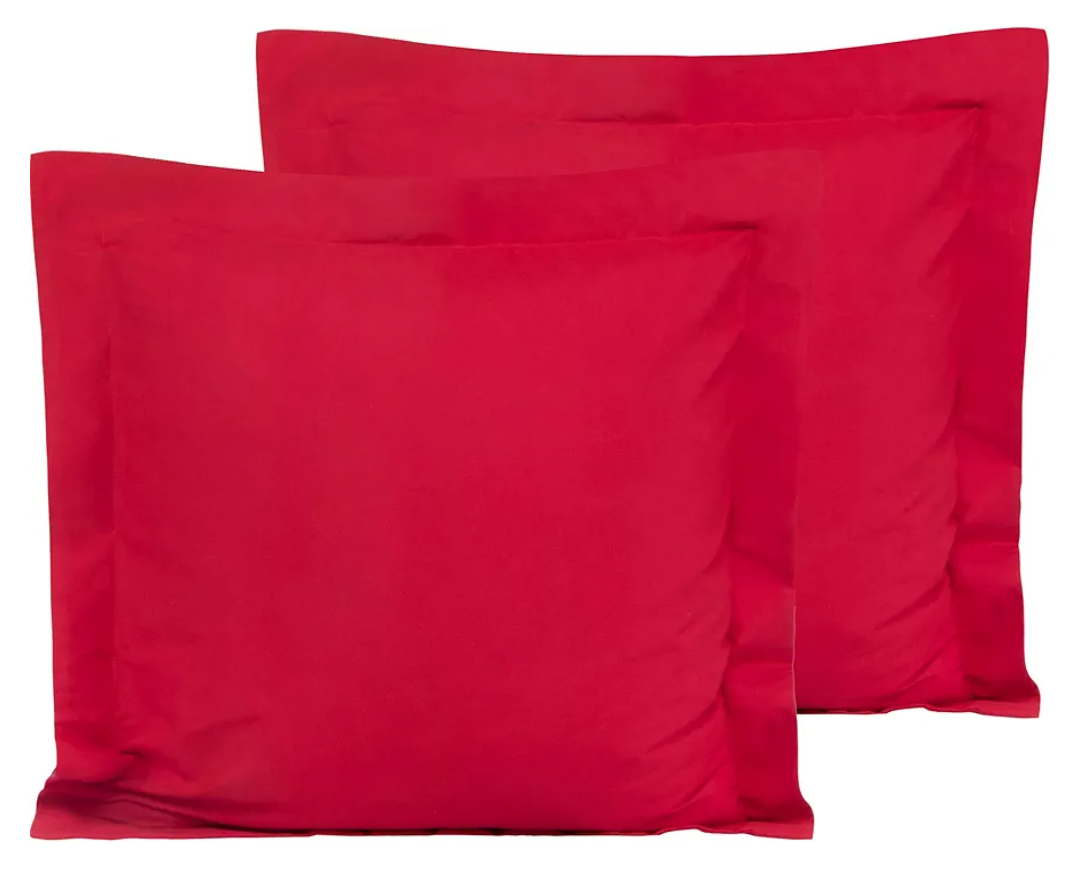 FLXXIE Microfiber European Pillow Shams Set of 2, Fade, Wrinkle and Shrinkage Resistant Soft Pillow Covers with Envelope Closure Euro Sham Covers (Red, 26x26 Inches)
