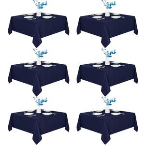 Fitable 6 Pack Square Tablecloths - 70 x 70 Inches - Stain Resistant and Reusable Table Clothes, Navy Polyester Fabric Table Covers for Dining, Card Tables, Coffee Tables