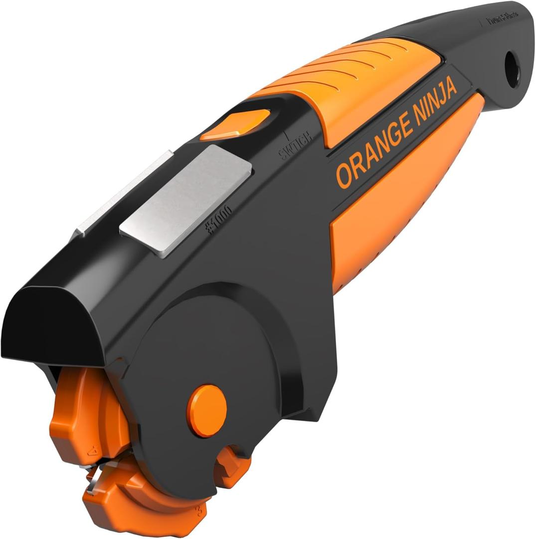 Orange Ninja 7-in-1 Garden Tool & Knife Sharpener  Sharpens Axe, Hatchet, Machete, Pruner & Shears  One Tool for All Your Outdoor Blades  Gift for Gardeners