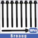 HBHO034 10 Pcs Cylinder Head Bolts Set Compatible with Honda Civic 1.7L Models (2001-2005) Replaces OE: HBHO034