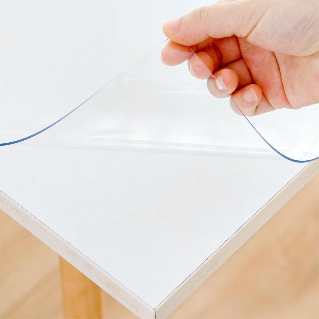 42 x 104 Inch Clear Table Cover Protector, Clear Table Protector for Dining Room Table, 1.5mm Plastic Table Cover, Waterproof Table Pad for Kitchen, Office