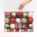 42 Pcs Christmas Ball Ornaments Set Burgundy Army Green Champagne Shatterproof Christmas Tree Decorations Glittering Decorative Hanging Ornament Bulk for Xmas Tree Wreath and Holiday Party Decor