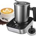 Wamife Electric Milk Frother and Steamer for Coffee with Milk Frother Cup (700ml/23.6oz,Milk 150ml) 4-in-1 Milk Foamer Hot Chocolate Maker,Hot & Cold Foam Maker,Heated Milk,Dishwasher Safe with Whisk (Black)