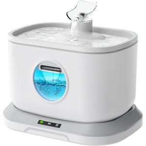 2.5l/84oz Cat Water Fountain, 6.5ft Radar Sensing Cordless Pet Fountain Battery Operated, Wireless Pump Auto Shut Off, 7-Layer Filtration Automatic Cat Fountains for Drinking, White