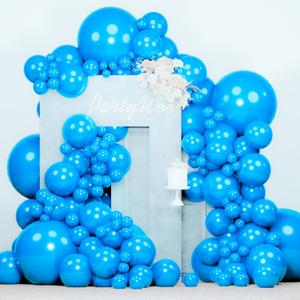 PartyWoo Pearl Blue Balloons 140pcs Different Sizes of 18 12 10 5 Inch Sky Blue Latex Helium Balloon Arch Kit Garland for Graduation Baby Shower Gender Reveal Birthday Party Decorations, Blue