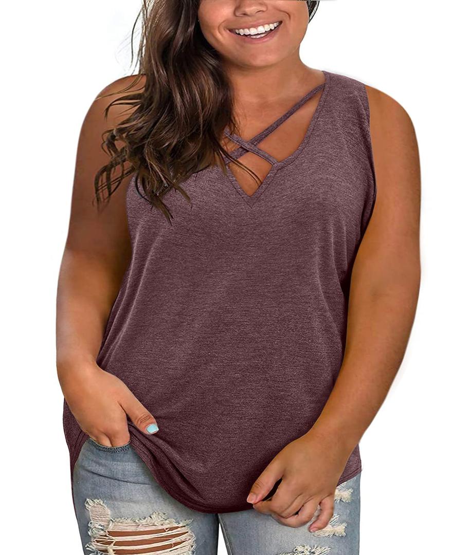 Plus Size Tank Tops for Women Summer Sleeveless Sexy V Neck T-Shirts Tops Casual Loose Cotton Tees