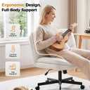 COMHOMA Criss Cross Office Chair Armless Vanity Chair with Comfy Seat, Oversized