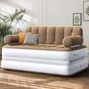 YITAHOME Queen Size Air Sofa Bed Mattress with Headboard and Pump, Blow Up Couch Inflatable Bed for Home Living Room, 79" x 60" x 25" (Expanded Size, Brown)