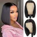 Flady Hair 10 Inch Bob Wig Human Hair 13x4 HD Lace Front Wigs Human Hair Pre Plucked Short Bob Wig Lace Frontal Wigs for Black Women Hair Wig Natural Color
