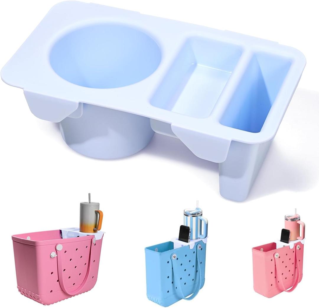 Bogg Bag Topper Tray Accessory Fits Medium, Bitty & Large Sizes Phone Holder, Divider & Organizer for Bogg Tote Bags (White)