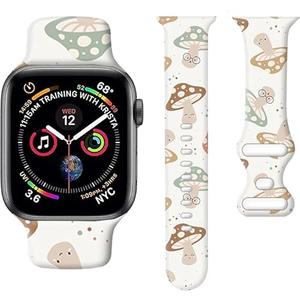 AFPRNK Compatible with iWatch Band 38mm 40mm 41mm 42mm for Women Girl, Cute Fadeless Replacement Strap for iWatch SE Series 10 9 8 7 6 5 Ultra(Cute Mushroom)
