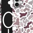 Jusy Compatible with MagSafe Camo Pattern Phone Case for iPhone 17, Camouflage Design iPhone Cover with Wireless ChargingMatte - Pink and White