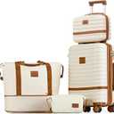 Joyway Luggage 2 Piece, PP Hardside Carry on Suitcase 20 Inch with Double Spinner Wheels, Lightweight Checked Luggage 24 Inch with TSA Lock, Beige Brown