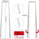 100 Pack Garden Landscape Staples, 6 Inch 11 Gauge Galvanized Garden Stakes Ground U Shaped Landscape Pins to Secure Lawn Fabrics Weed Barrier Covers Ground Cover and Landscaping