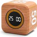 Rotating Productivity Timer 5, 25, 10, 50 Minutes Preset, Desk Cube w/Gravity Sensor for ADHD, Mute Functions, Ideal for Work, Study, Kitchen, Back to School (1, Wood Grain Finish)