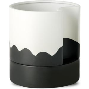 Nihow Self Watering Plant Pot: 8 Inch Ceramic Planter with Drainage Hole & Water Storage Plus for Indoor & Outdoor Plants - Cylinder Round Flower Pot for Succulent/Herbs/Violets - White & Wave Black