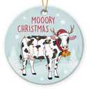 Gift Glow Cow Ornaments for Christmas Tree 2025 - Farmhouse Christmas Cows Decor, Gifts for Cow Lovers, Cute Farm Animal Ceramic Ornaments, Cows Decorations for Home
