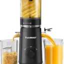 Juicer Machines, TUUMIIST Cold Press Juicer with 5.3" Extra Large Feed Chute Fit Whole Fruits & Vegetables Easy to Clean, High Juice Yield, BPA Free (Black)