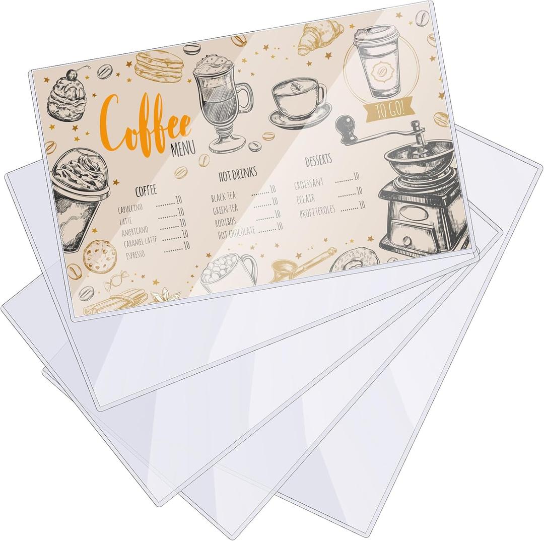 Henoyso 5 Pcs 8.5" x 14" Rigid Print Protectors Clear Hard Plastic Paper Page Poster Protector Menu Cover Plastic Sleeves for Sheet Photo Document Photographs Birth Certificate(Horizontal)