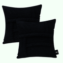 Phantoscope Pack of 2 Sherpa Solid Throw Decorative Pillow Cover Decorative Faux Fur Fluffy Cushion Cases Soft Square Pillow Cases for Bedroom/Couch, Black 20 x 20 Inches