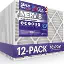 BNX TruFilter 16x20x1 Air Filter MERV 8 (12-Pack) - MADE IN USA  Dust & Pet Defense Electrostatic Pleated Air Conditioner HVAC AC Furnace Filters for Dust, Pet, Mold, Pollen MPR 600  700 & FPR 5