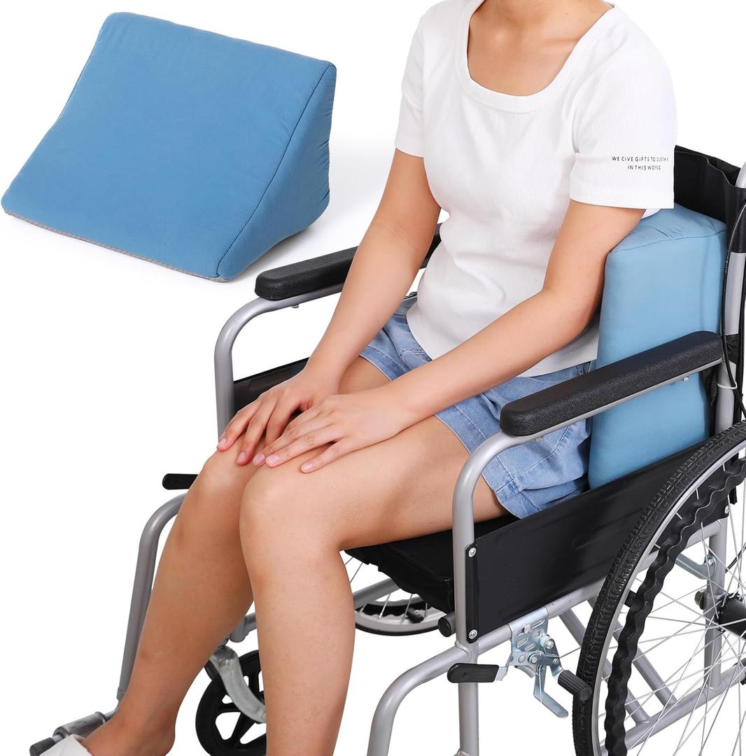 Lateral Support for Wheelchair Side Guards, Wheelchair Back Support Wedge Cushion for People Unable to sit Upright in wheelchairs (Blue)