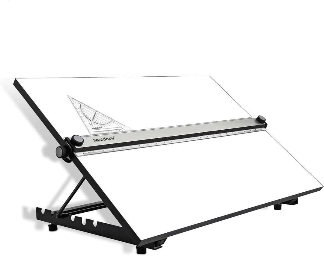 Liquidraw Drafting Board - 20" x 26" | Parallel Motion Bar Table Has 6 Adjustable Working Angles | Includes Drawing Board Clips & Set Square | for Artists, Architects, Students & Professionals