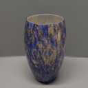 Hand Blown Art Glass Lamp Shade for Lighting Fixture Replacement Oval Glass Shade Height 7.48inch, Fitter 1.65inch, Max Diameter 4.7inch for ceiling pendant lights for kitchen (Blue)